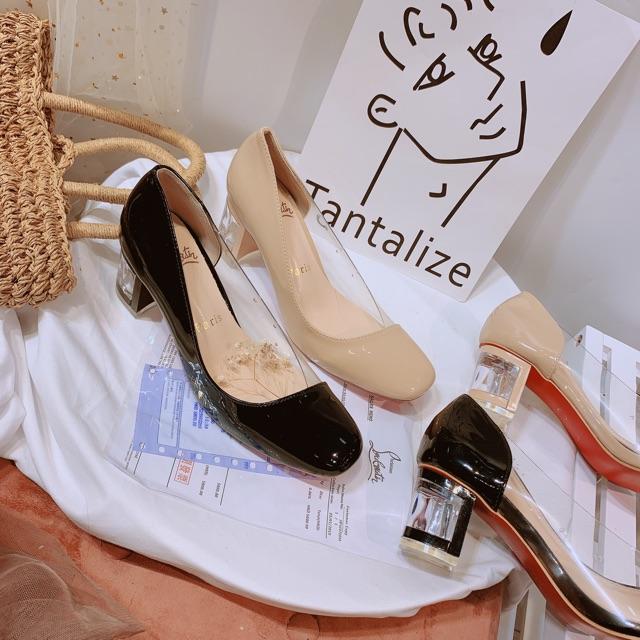 Giày búp bê gót vuông 4 phân phối quai trong