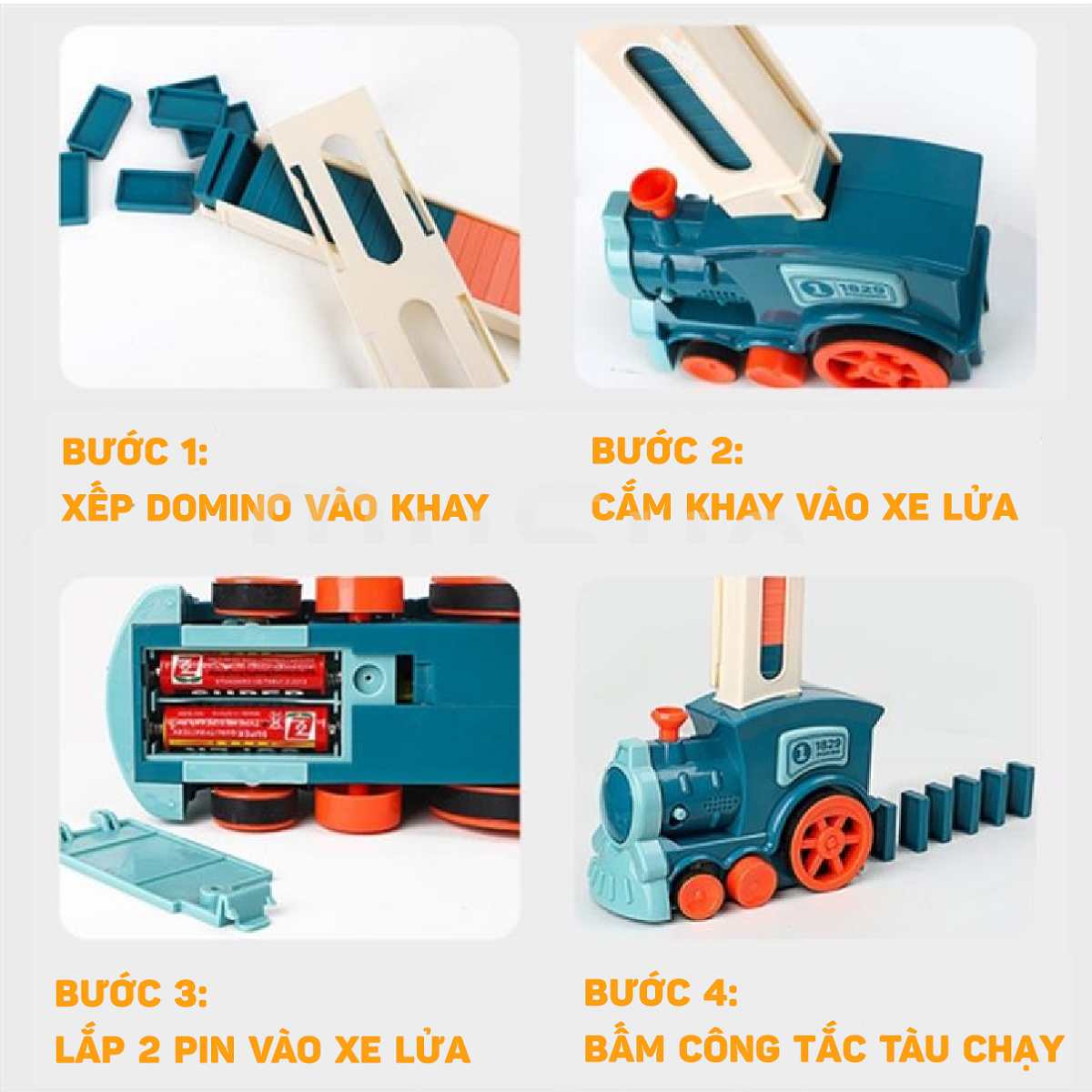 Đồ chơi lắp ráp, sáng tạo - Bộ Tàu Xe lửa Domino_Train, Tào hỏa thả domino có nhạc, trò chơi xếp hình cho bé Hàng chính hãng