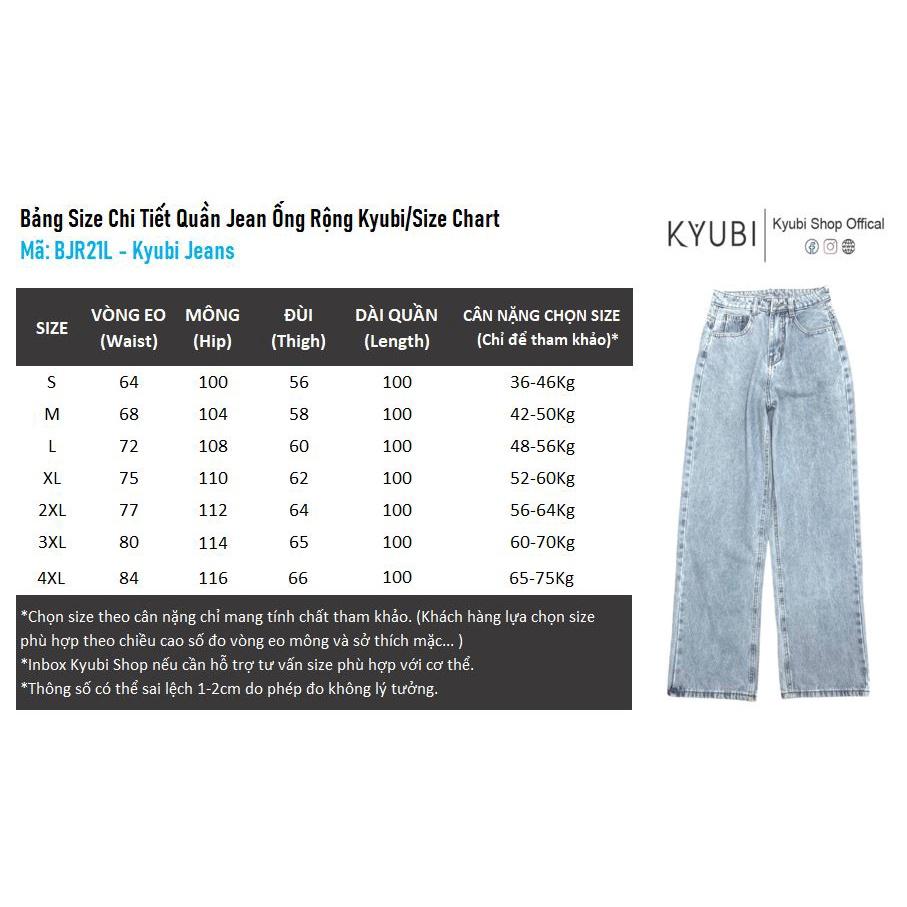Quần Jean baggy ống suông rộng nữ Ulzzang Kyubi cơ bản có lai - Jean cullote Kyubi BJR21L