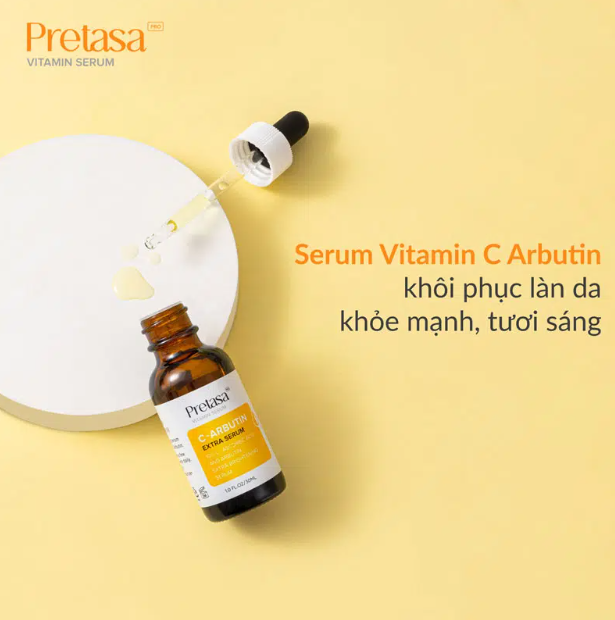 Serum Sáng da mờ thâm PRETASA vitamin C Arbutin Extra Serum – 30ml