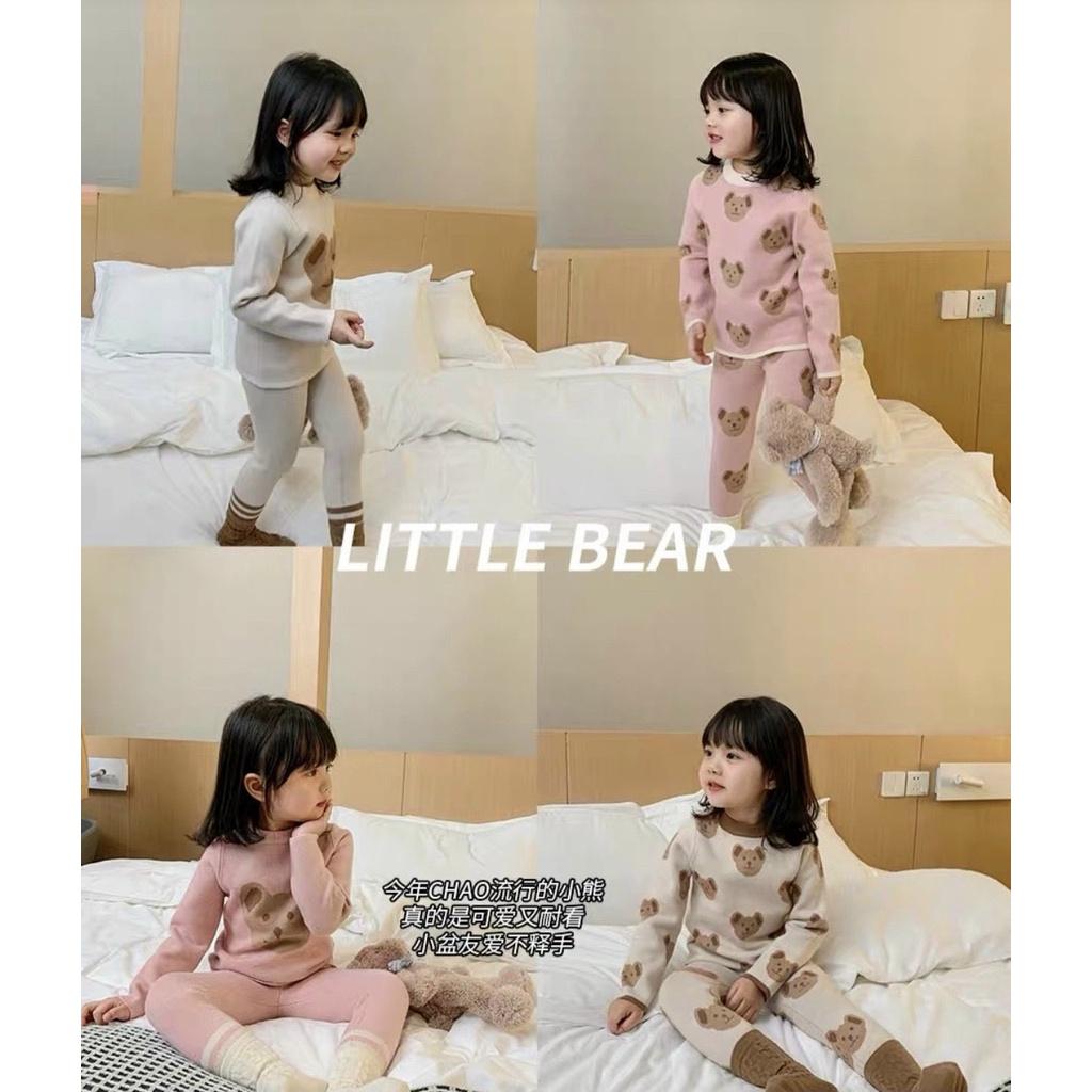 SET 2B GẤU TAI NÂU HỒNG/BE CHO BÉ GÁI