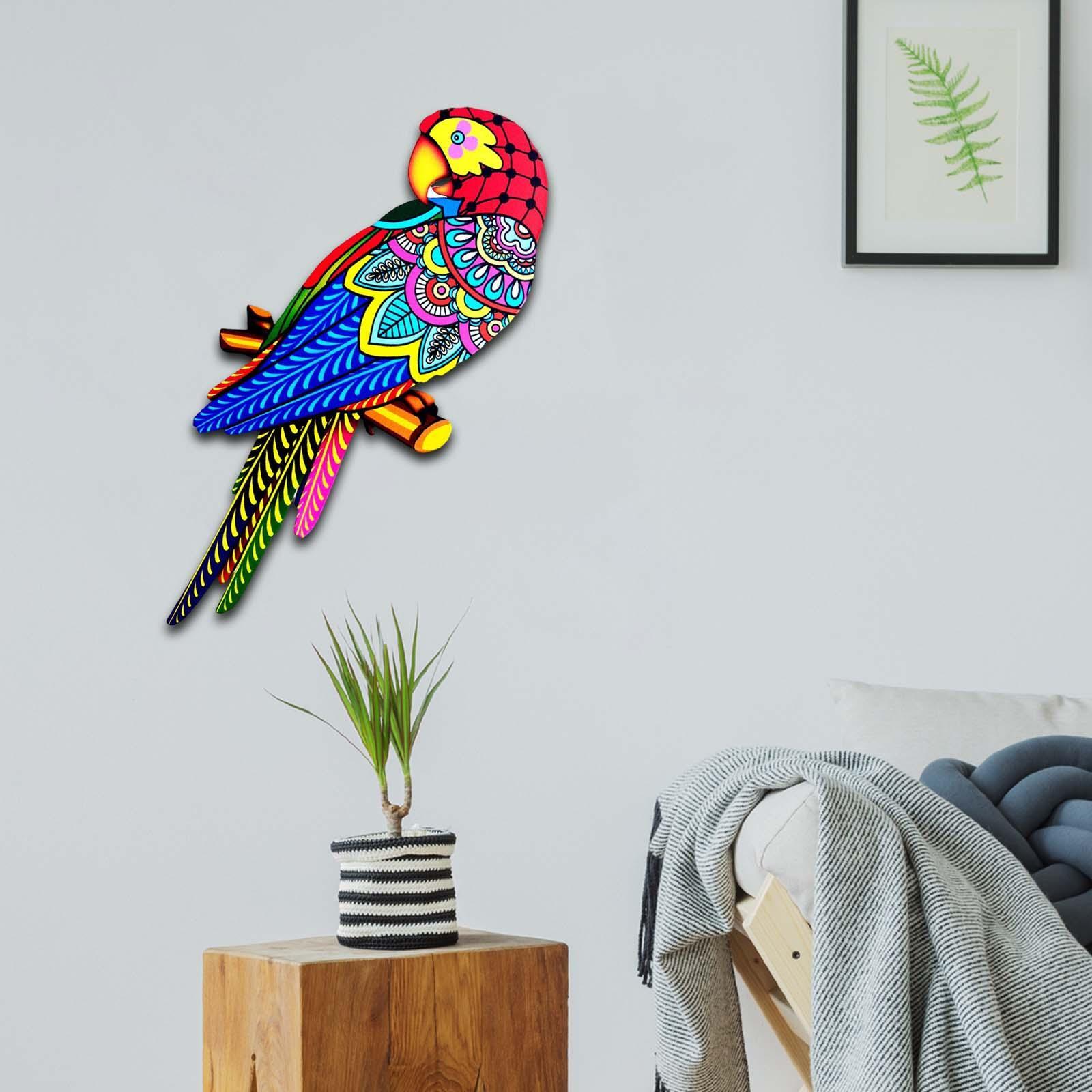 Bird Wall Art Decor Ornament Bird Model Iron Colorful Birds for Balcony Fence