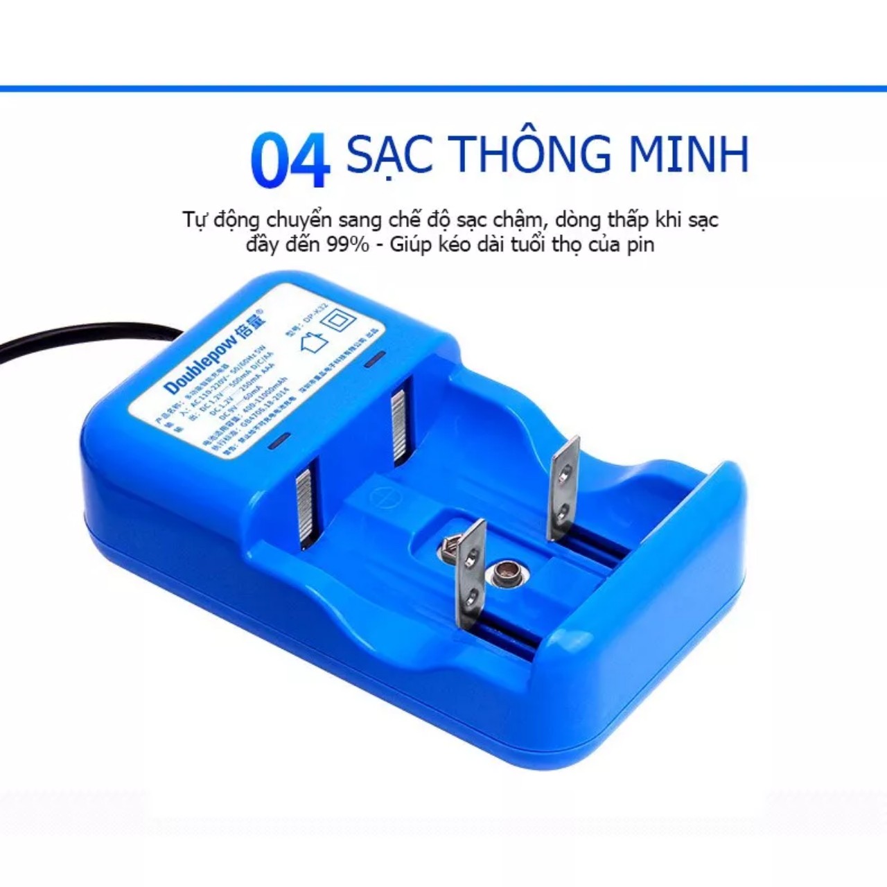 Bộ sạc pin đa năng Doublepow cao câp thông minh tự ngắt khi đầy tự điều chỉnh dòng sạc