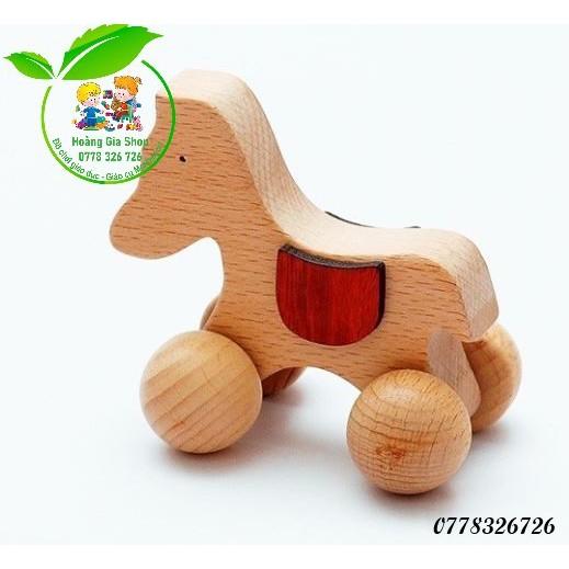 Xe gỗ hình thú Montessori
