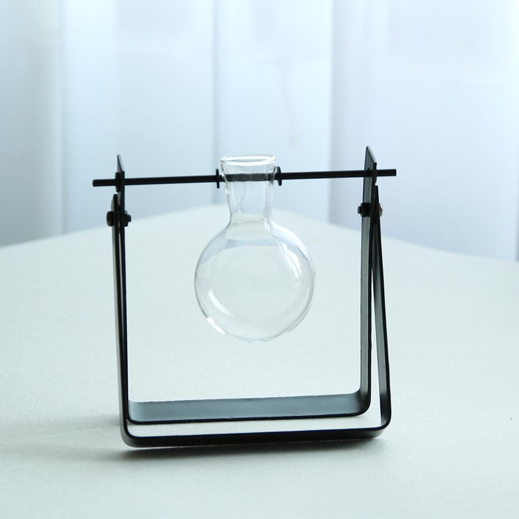 Ball Shape Glass Flower vase Hydroponic Bottle Terrarium With Iron Stand
