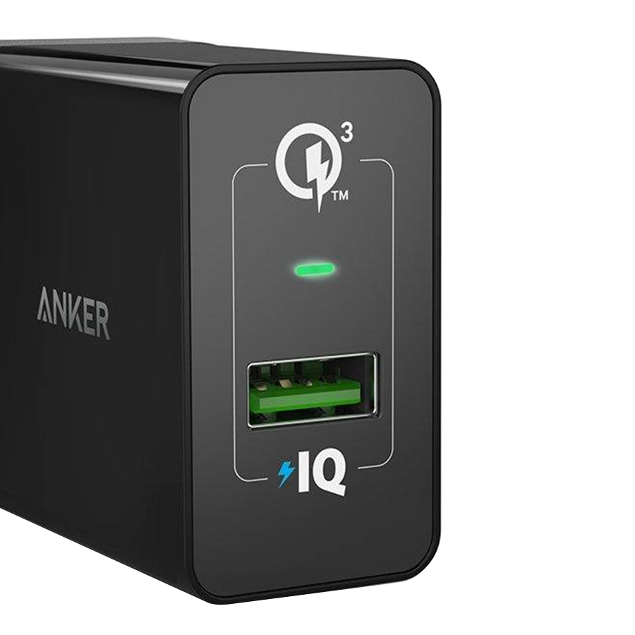 Adapter Sạc 1 Cổng Anker PowerPort+ 18W Tích Hợp PowerIQ Hỗ Trợ Sạc Nhanh QC 3.0 - A2013 - Hàng Chính Hãng
