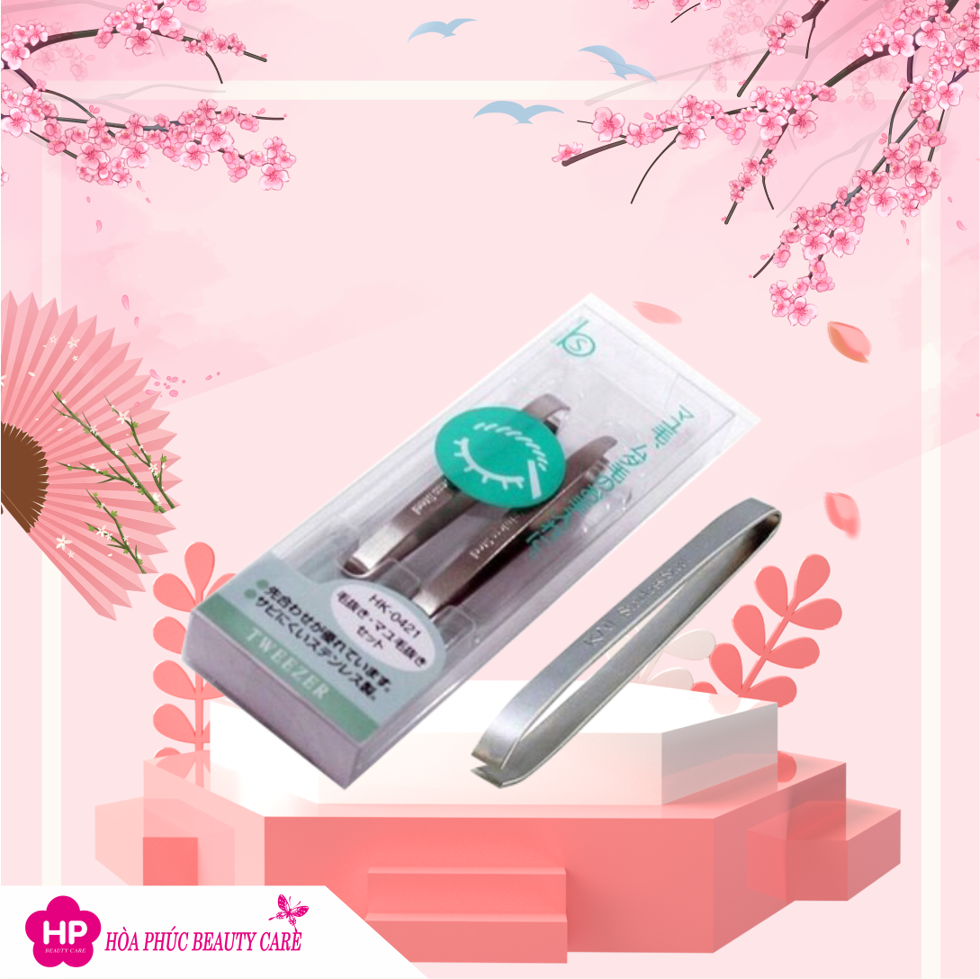 Nhíp Nhổ Lông Mày Làm Từ Thép Không Gỉ Kai 000HK0421 (Set 2 cây)