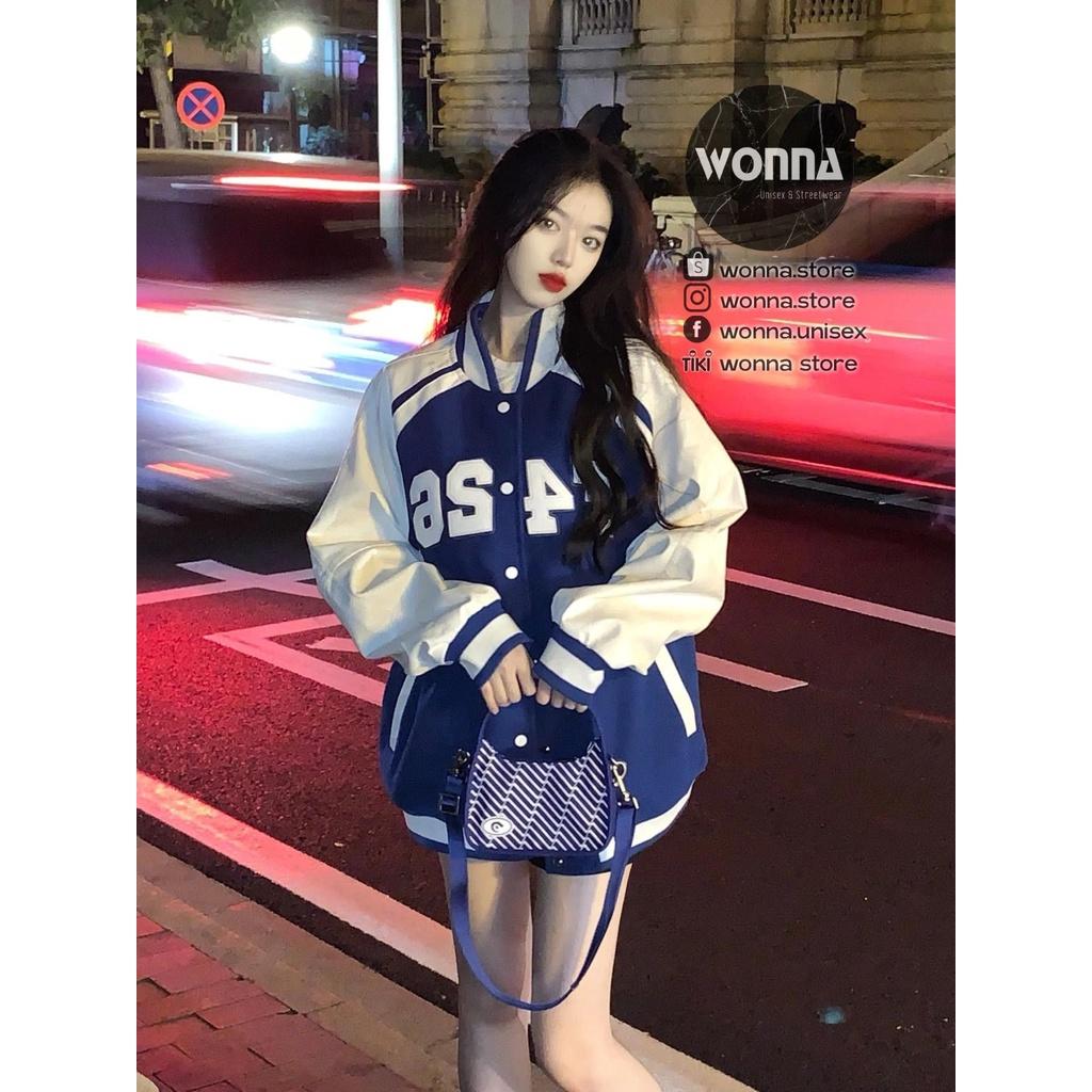 Áo khoác bóng chày bomber oversize unisex ulzzang nam nữ khoác thể thao mới 2021 jacket xanh hồng form rộng