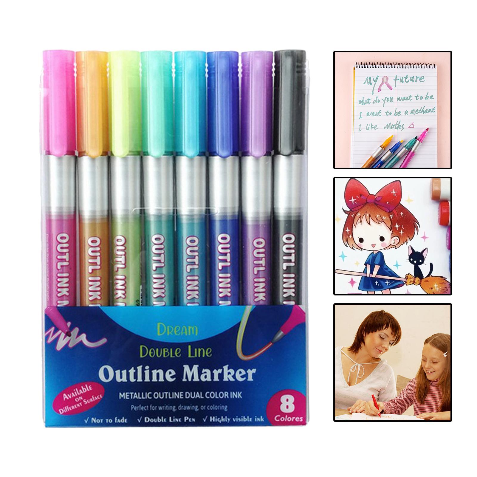 Double Line Outline Pen   Pen Writing Sticky Notes School Stationery