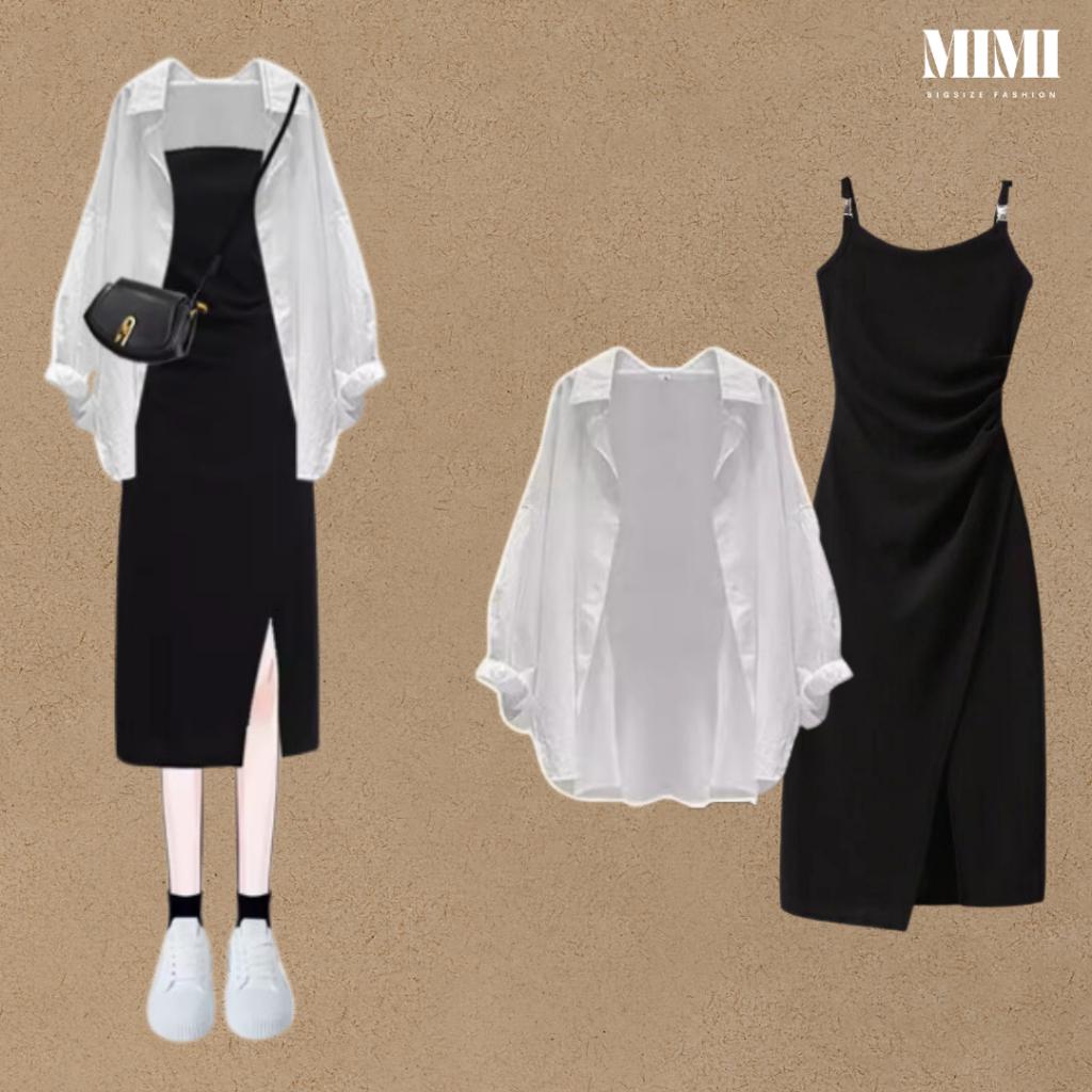 MIMI BigSize Set Áo Sơ Mi - Đầm Hai Dây SV15