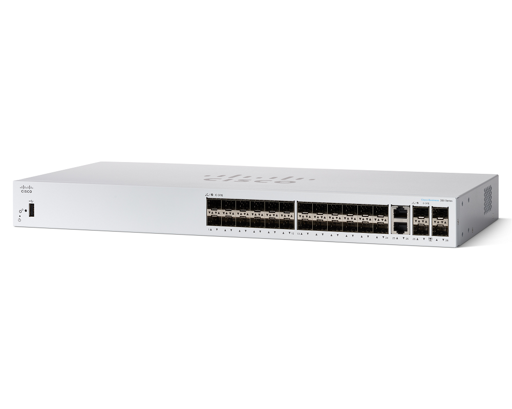 Thiết bị chia mạng Cisco CBS350-24P-4X-EU 24 Gigabit PoE+ 195W, 4x10 Gigabit SFP-Hàng nhập khẩu