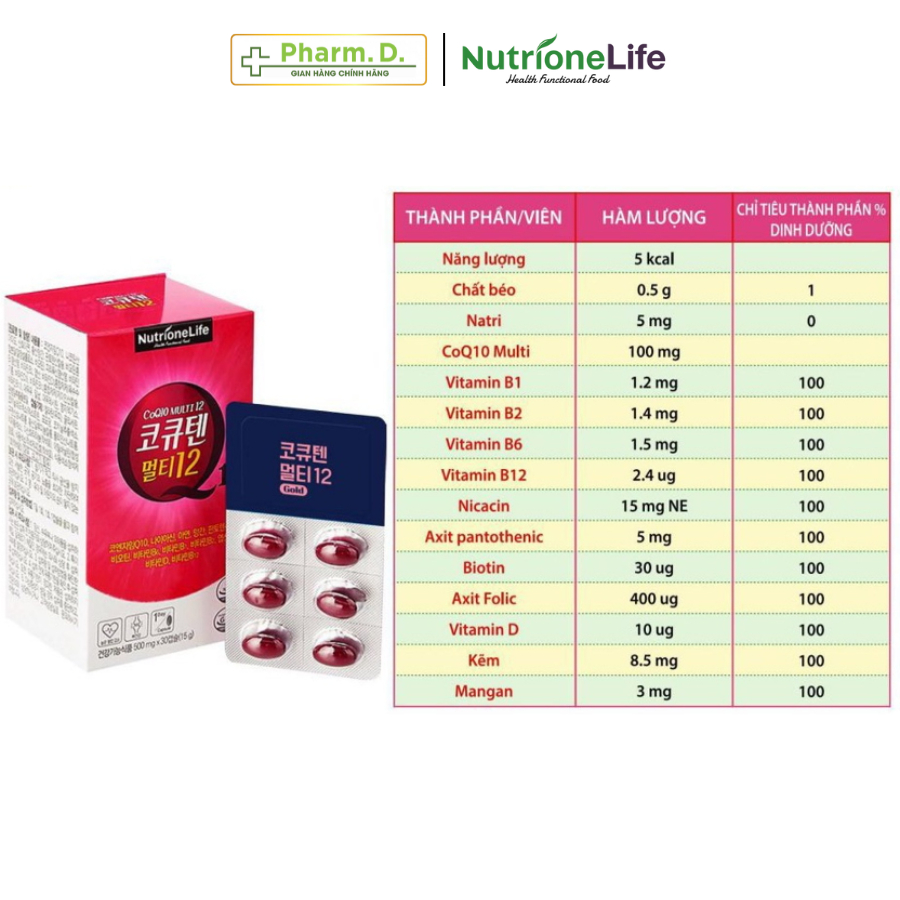 Viên Uống Hỗ Trợ Tim Mạch, Chống Lão Hóa NUTRIONELIFE Coenzyme Q10 Multi 12 (30 Viên)