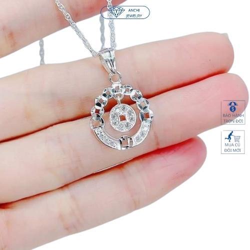 Vòng cổ nữ mặt kim tiền bạc thật mạ vàng tài lộc, Anchi jewelry