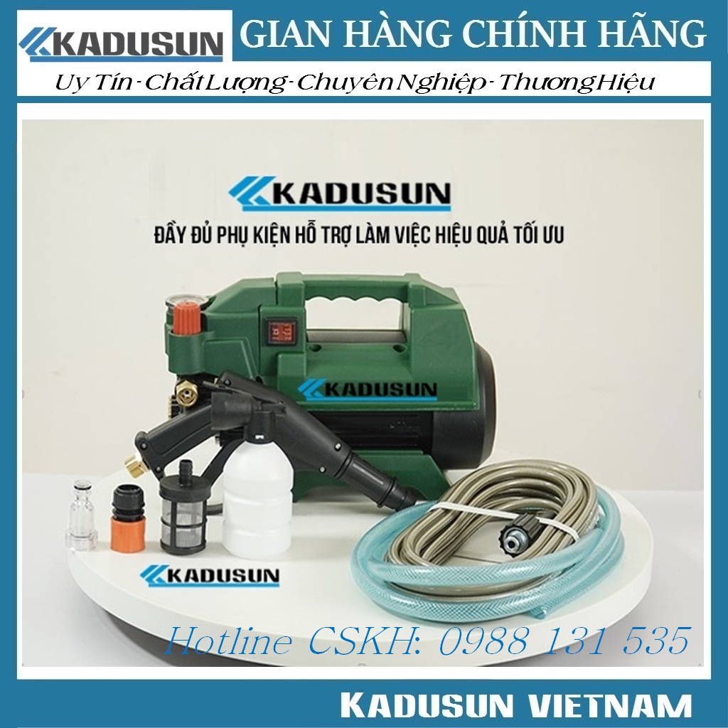 Máy rửa xe Kadusun | Lõi đồng 100% | Chỉnh áp lực | Máy rửa xe mini | Máy xịt rửa gia đình tặng bình bọt tuyết