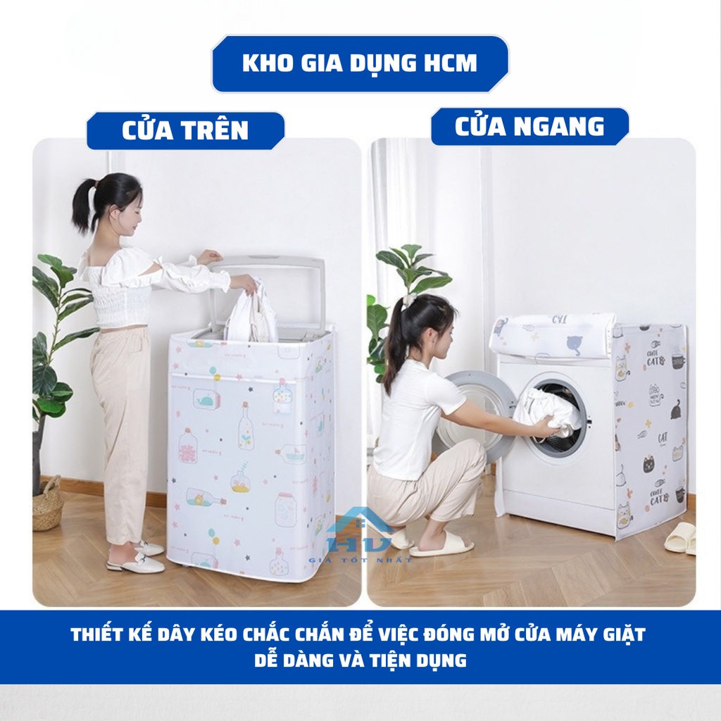 Bọc máy giặt ,áo trùm máy giặt Cao Cấp Chống Thấm Nước ,Chống bám bụi ,Mẫu Mã Sang Trọng Và Đa Dạng Tháo Lắp dễ dàng Từ 5KG - 12KG Tiện Dụng Và Đẹp