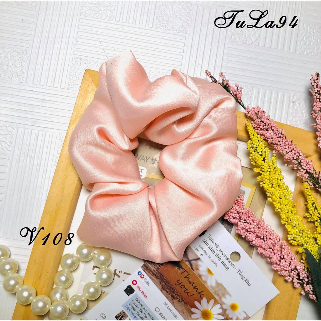 Dây buộc tóc, scrunchies bằng vải lụa satin nhiều màu dành cho nữ TuLa94