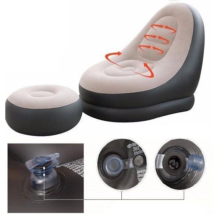 Ghế hơi tựa lưng cao cấp + tặng kèm bơm điện 2 chiều