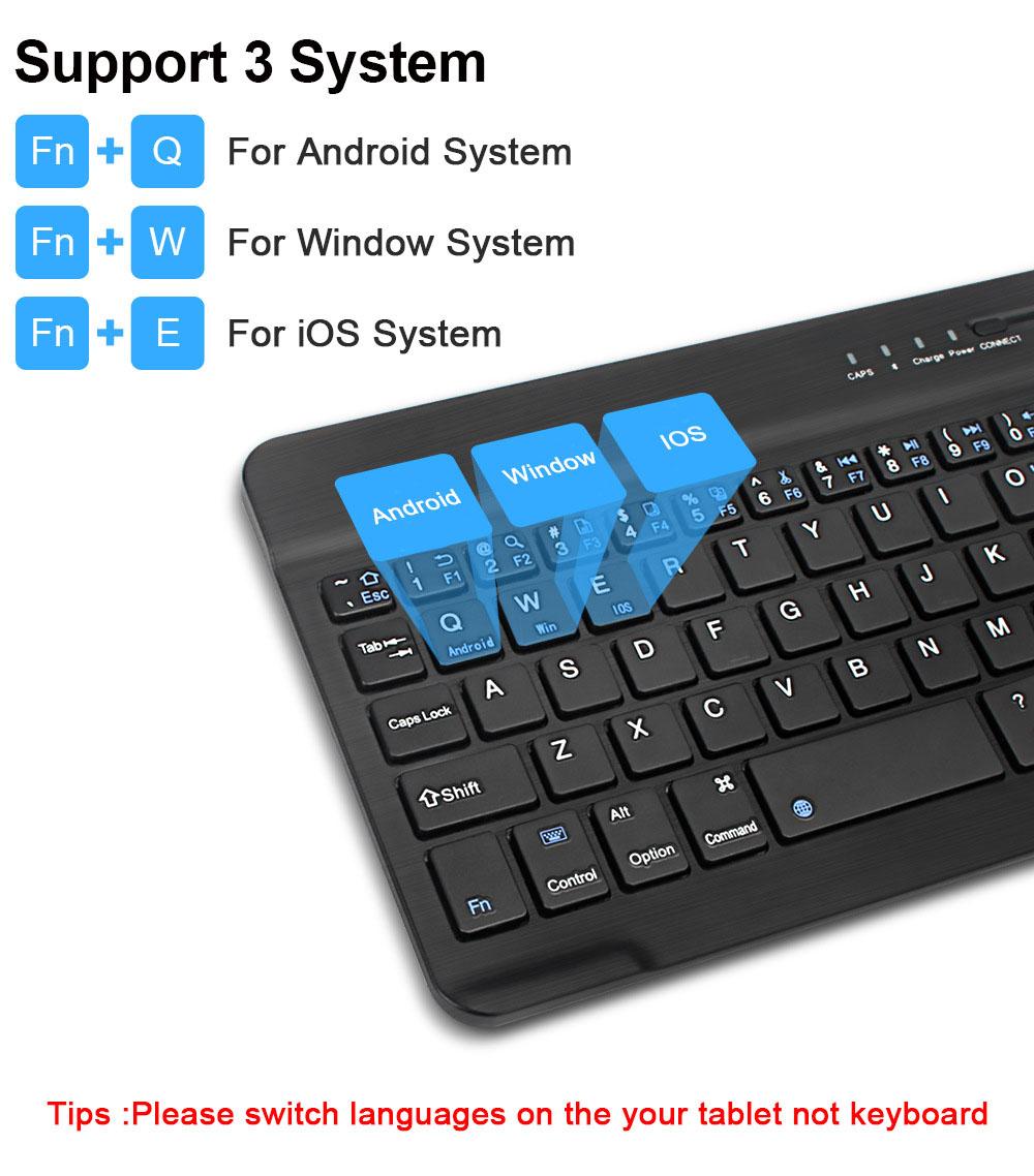 Công tắc 3 hệ thống Đa ngôn ngữ Loại phổ thông Máy tính xách tay Ipad BT Bàn phím Phù hợp với chuột