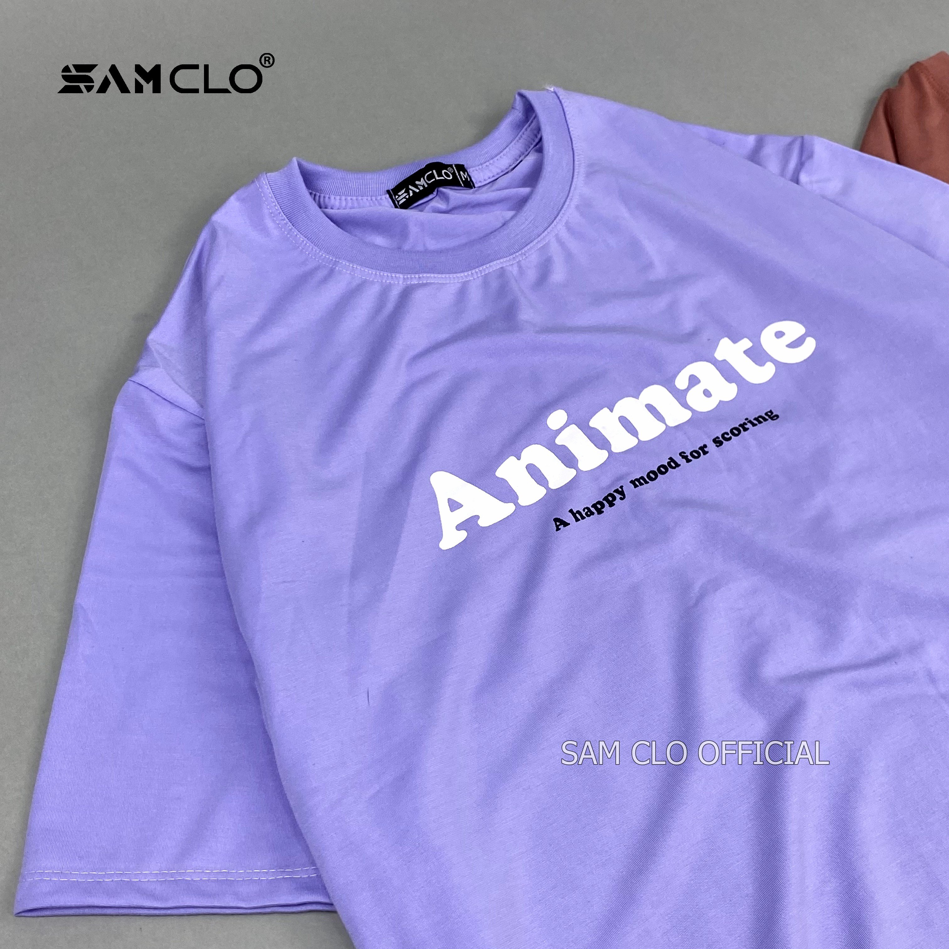 Áo thun tay lỡ nam nữ SAM CLO phông form rộng Unisex mặc cặp, nhóm, lớp, in chữ ANIMATE