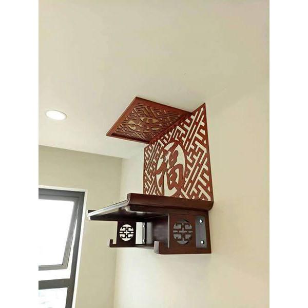 Bàn thờ treo gỗ sồi kt 48x69 mẫu thọ cuốn