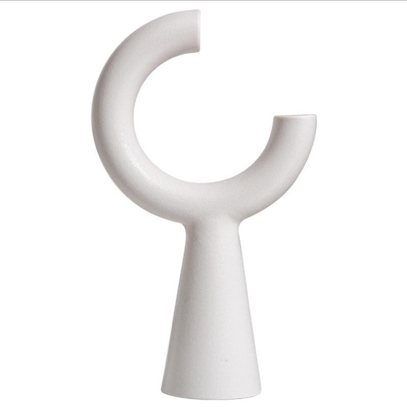 Bình gốm màu trắng hình mặt trăng Crescent