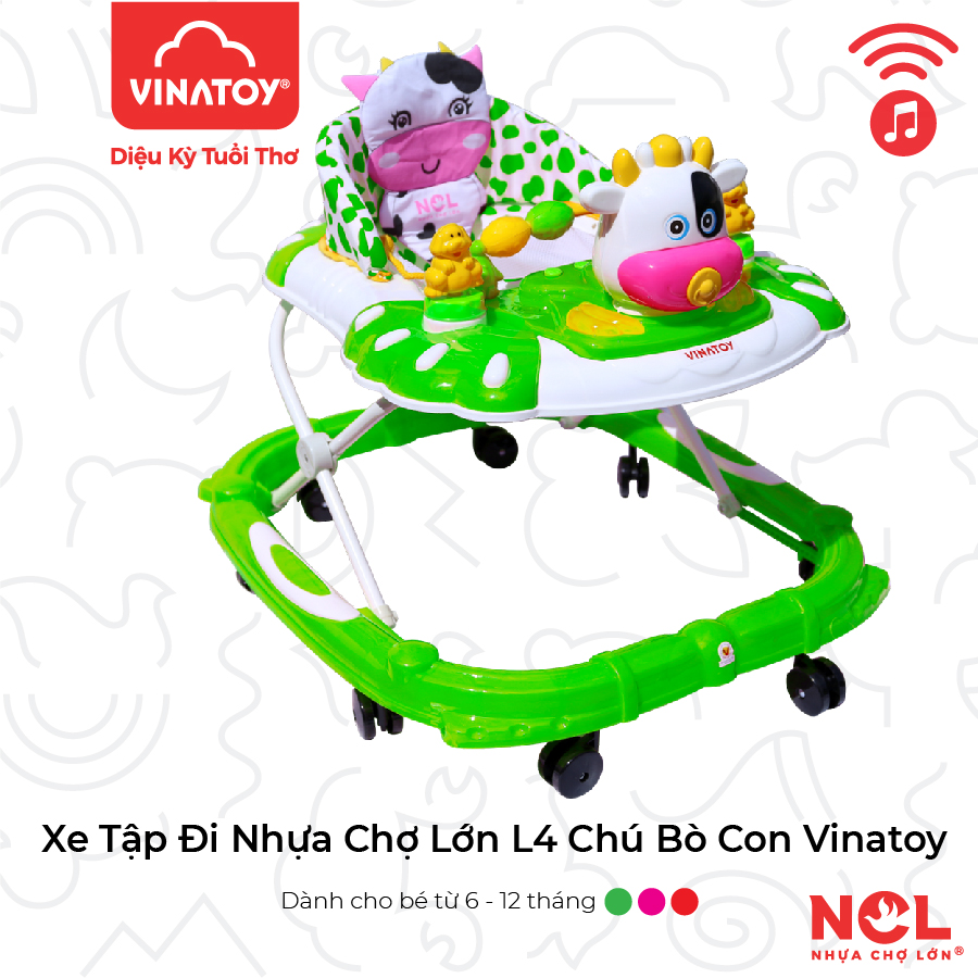 Xe Tập Đi Nhựa Chợ Lớn L4 Chú Bò Con (Có Nhạc) - Dành Cho Bé Từ 6 - 12 Tháng - M1772B-XTĐ - Giao màu ngẫu nhiên