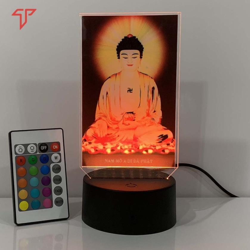Đèn led 3D in hình phật quan âm tọa thiền hình thờ trên ôtô, xe tải, để bàn, hình thờ quan âm, adida