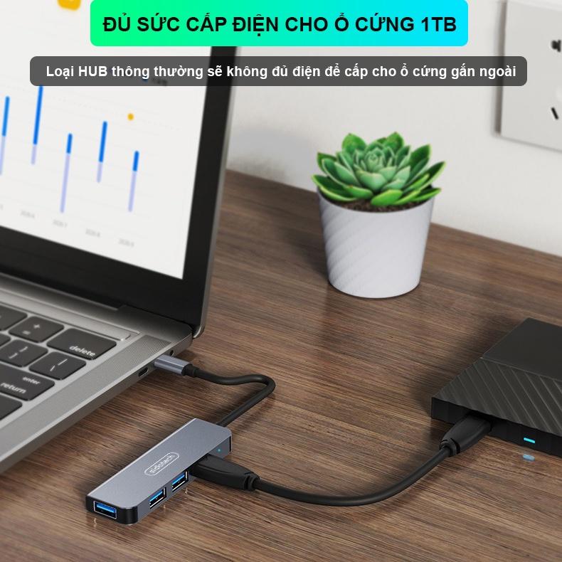 HUB Type C và HUB USB 3.0 tốc độ cao Move Speed cổng chia usb mở rộng kết nối chuyển đổi cho Macbook Laptop PC - hàng chính hãng