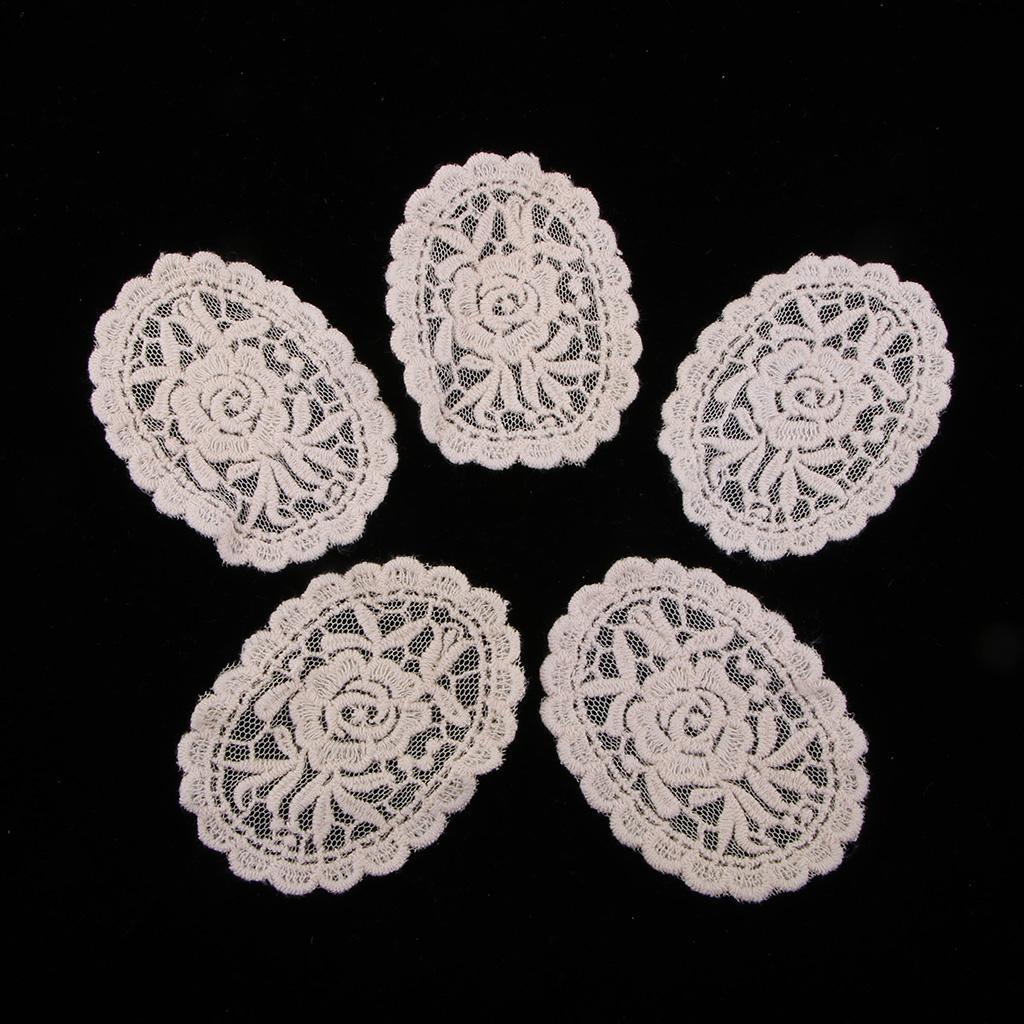 5 Pieces Embroidery Lace Appliques for Clothes Dress Decor Rose