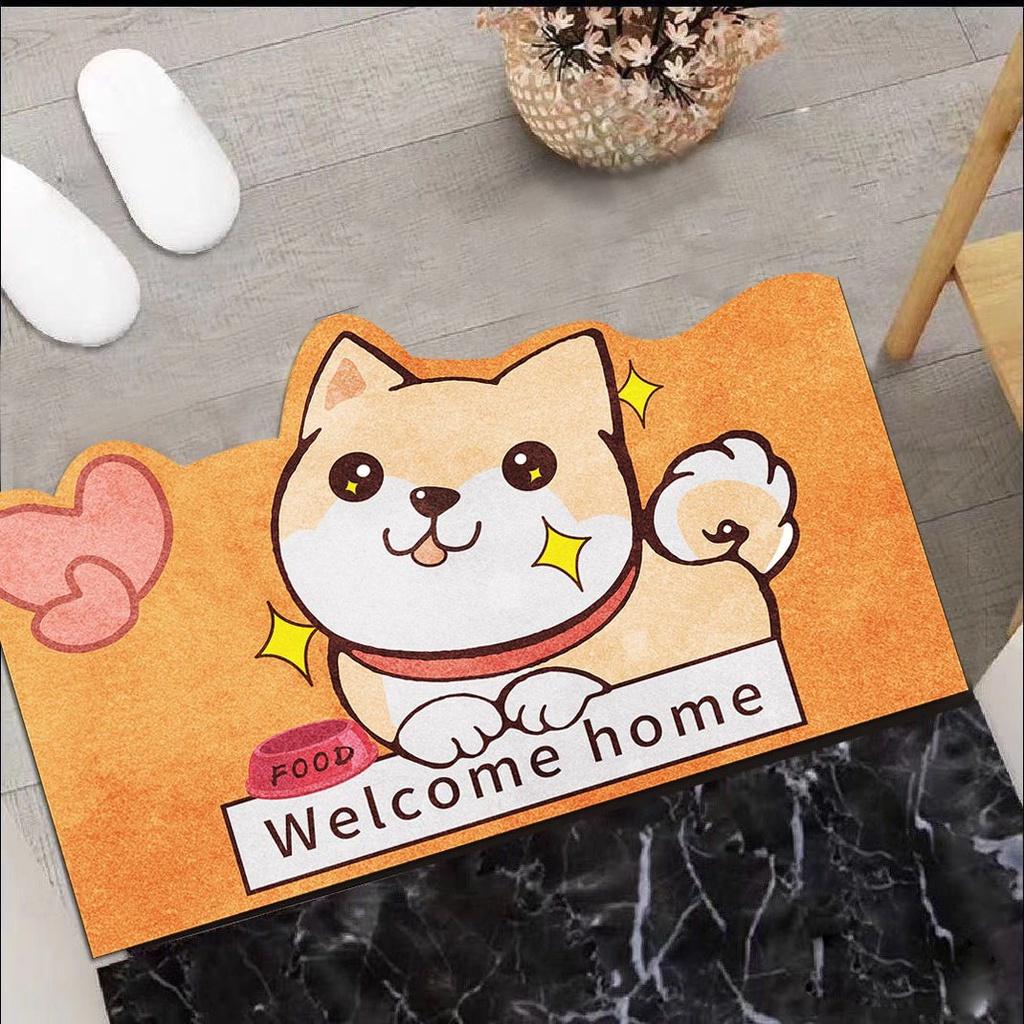Thảm lau chân silicon hình gấu cute siêu thấm nước, chống trơn trượt size 40x60 cm
