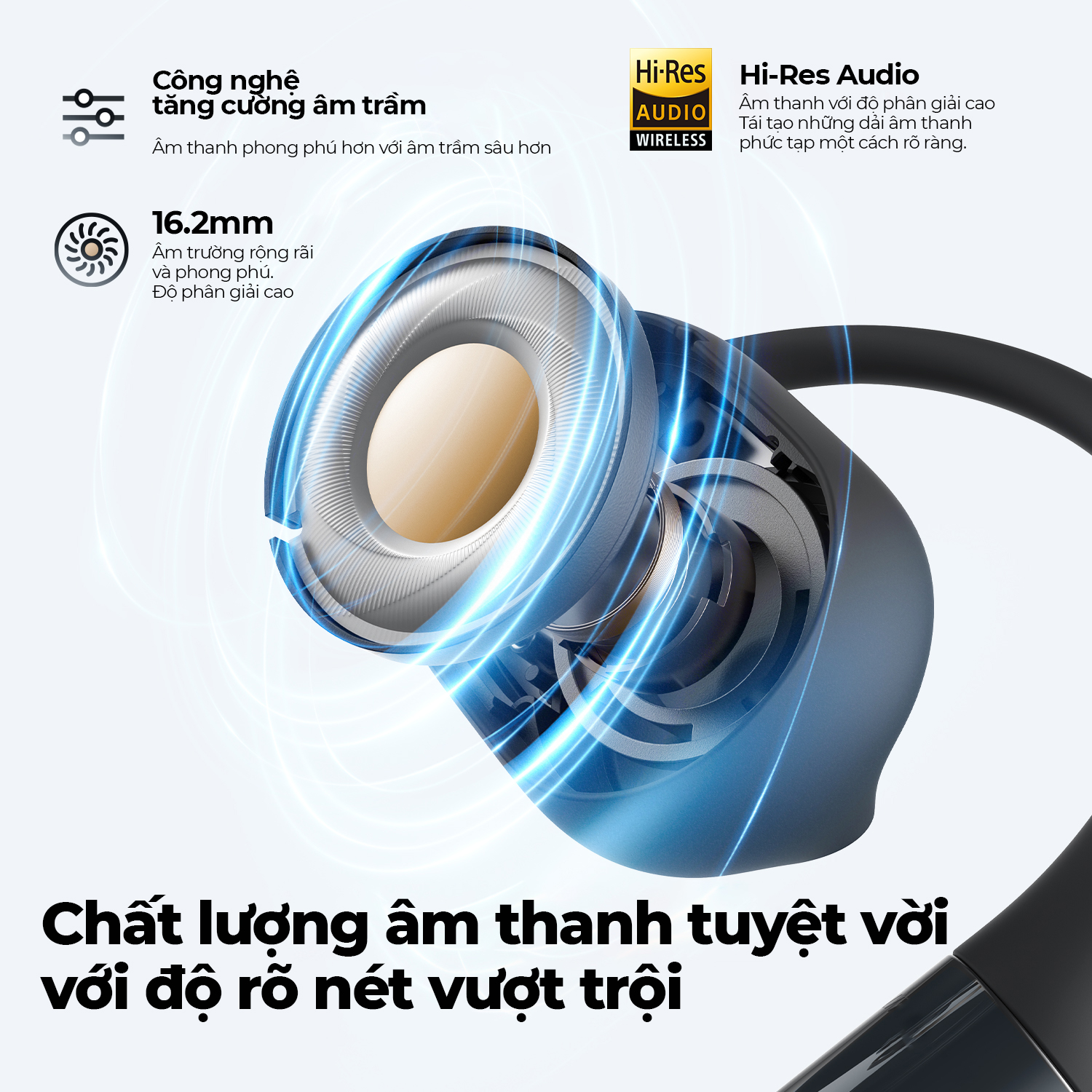 Tai nghe bluetooth thể thao SoundPEATS Gofree 2+ Đeo ngoài tai - Âm thanh ấm - Pin 11h - Chống nước IPX5 - Hàng chính hãng