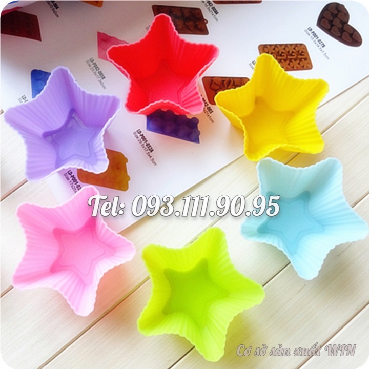 Bộ 10 khuôn silicon 3 lớp làm bánh, rau câu, bánh bông lan, bánh da lợn hình ngôi sao 5 cánh – Mã số 1155