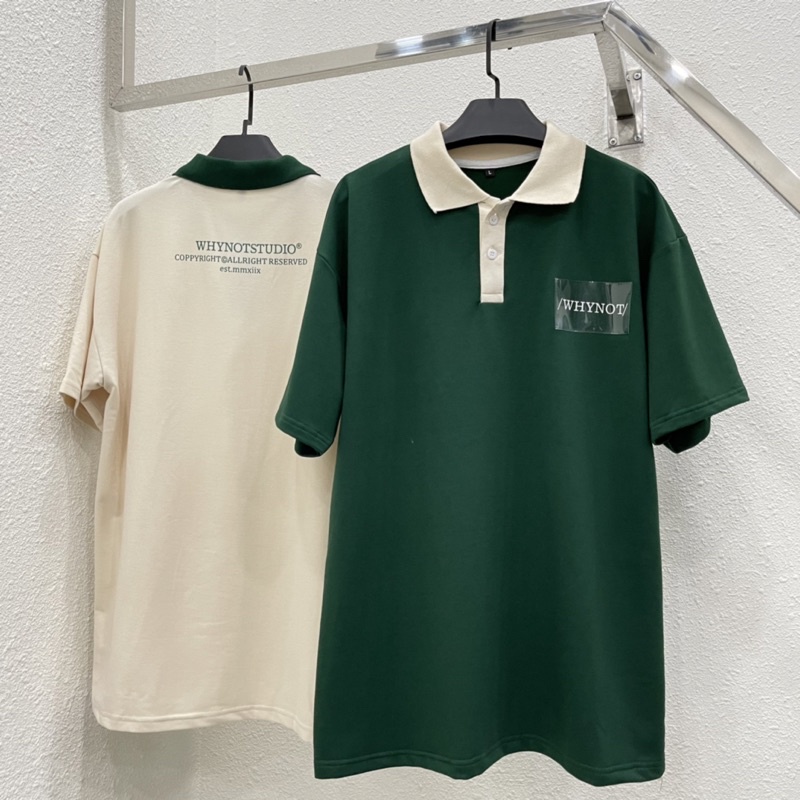 Áo thun polo Plastic WNS, áo polo cổ trụ why not form rộng ép nhựa chất thun cá sấu cotton cao cấp thời trang unisex - Gin store