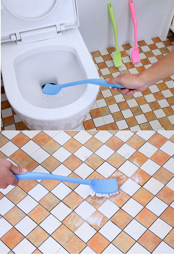 Combo 2 Bàn Chải Chà Toilet + 2 Miếng Dán Treo Tường Tiện Dụng.