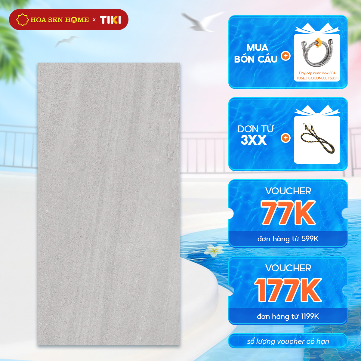 Gạch men ốp tường, lát sàn LUSTRA INSPA0601200031 loại gạch granite vân đá tự nhiên, độ dày 9.4mm, gạch 1 face, kích thước 600mmx1200mm, thùng 2 viên - Hàng chính hãng