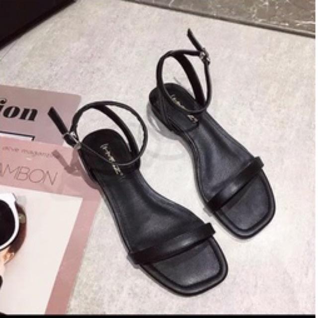 Giày Sandal cao gót quai mảnh gót vuông 3 phân Mã S24