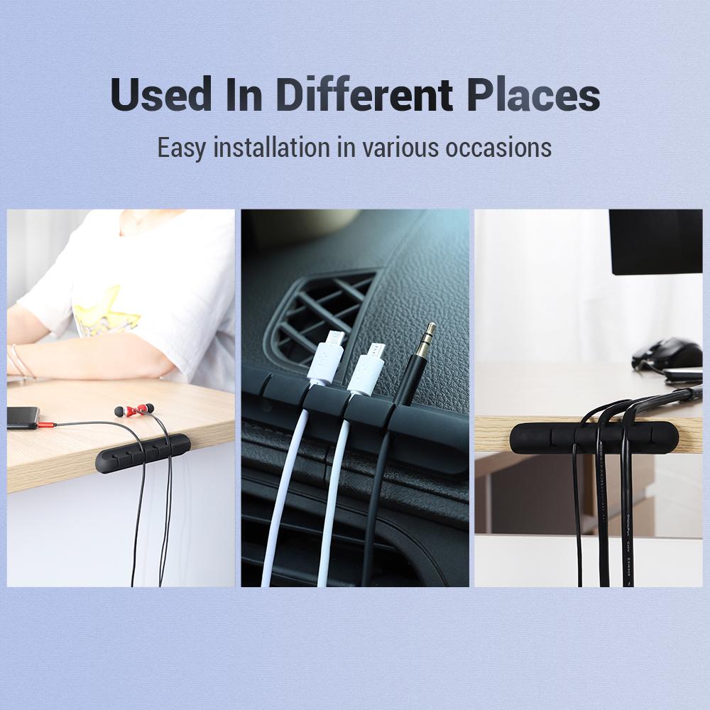 5-in-1 Cable Organizer Silicone USB Cable Desktop Tidy Wire Management Clips Cable Holder for TV Notebook Computer Office