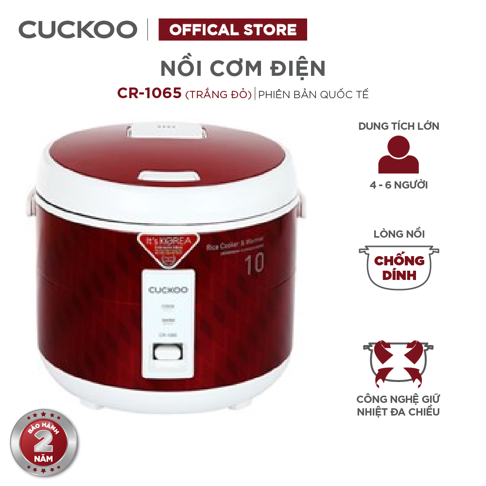 Nồi cơm điện Cuckoo 1.8L CR-1065 - Lòng nồi chống dính - Chất lượng Hàn Quốc - Hàng chính hãng Cuckoo Vina