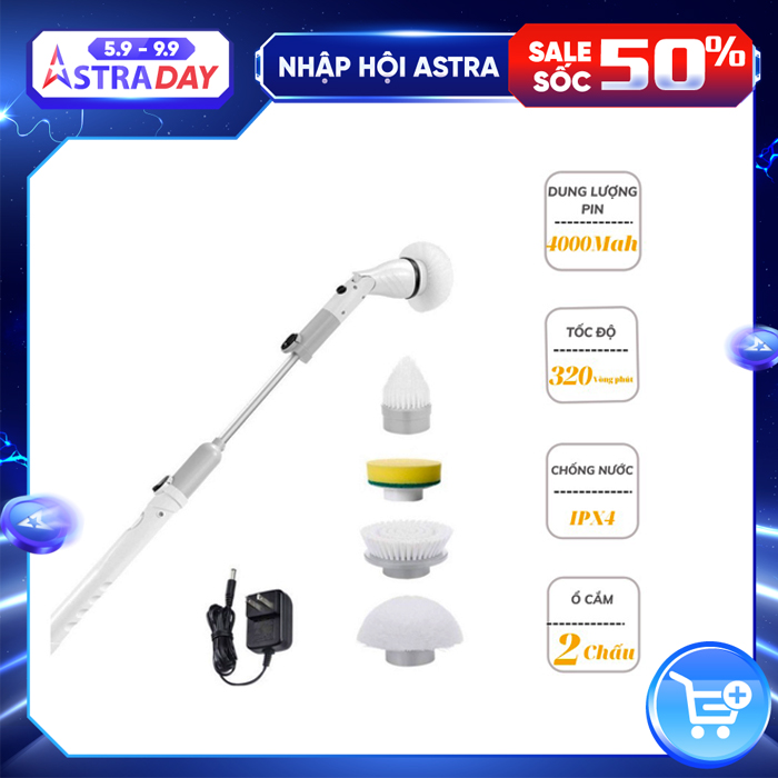 Chổi Cọ Nhà Vệ Sinh, Nhà Tắm Tự Động Không Dây Thông Minh 360 Độ Với 4 Đầu Cọ Thay Thế Tiện Lợi, Đơn Giản Và Dễ Sử Dụng