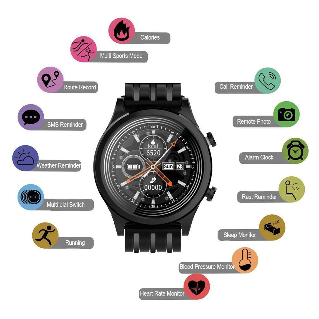 IP68 Waterproof Sports Smart Watch Heart Rate Blood Pressure Monitor Red