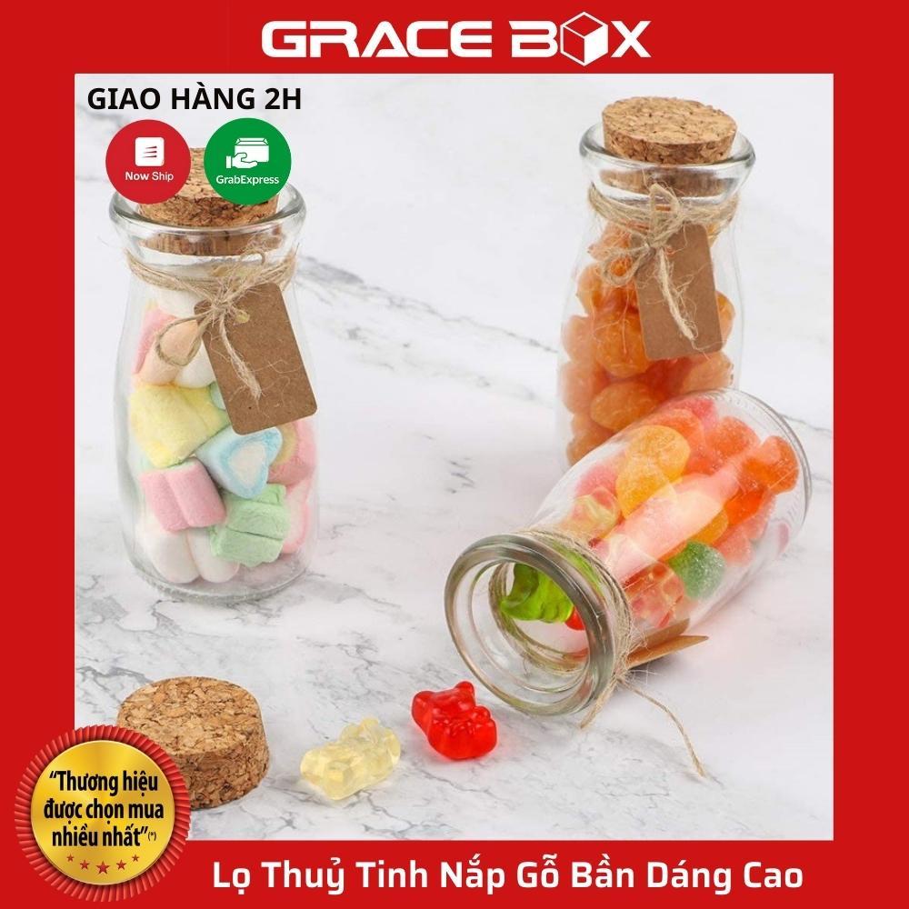 Lọ Thuỷ Tinh Nắp Gỗ Bần Xinh Xắn Dáng Cao - Size 100ml