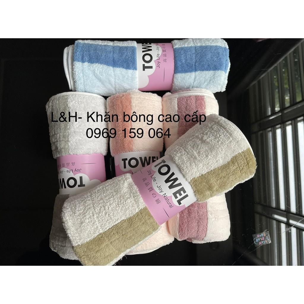Khăn tắm lông cừu,kẻ viền to, KT 50x100cm