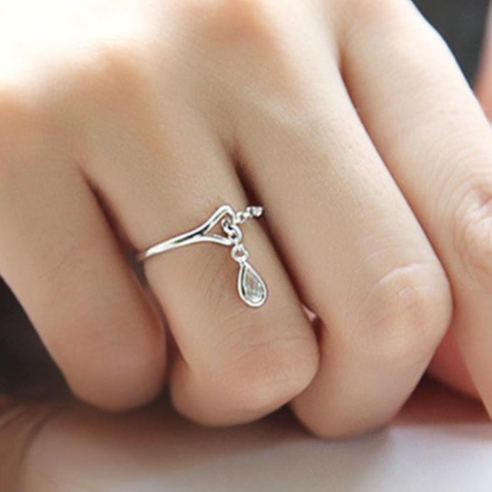 Nhẫn bạc 925 thiết kế hình giọt nước đính đá thời trang cho nữ ANTA Jewelry - ATJ3461