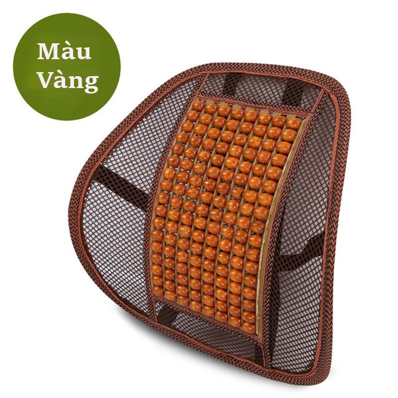 Tựa lưng lưới đan hạt gỗ cho ghế xe hơi ô tô và văn phòng massage lưng chống mỏi lưng cong vẹo cột sống