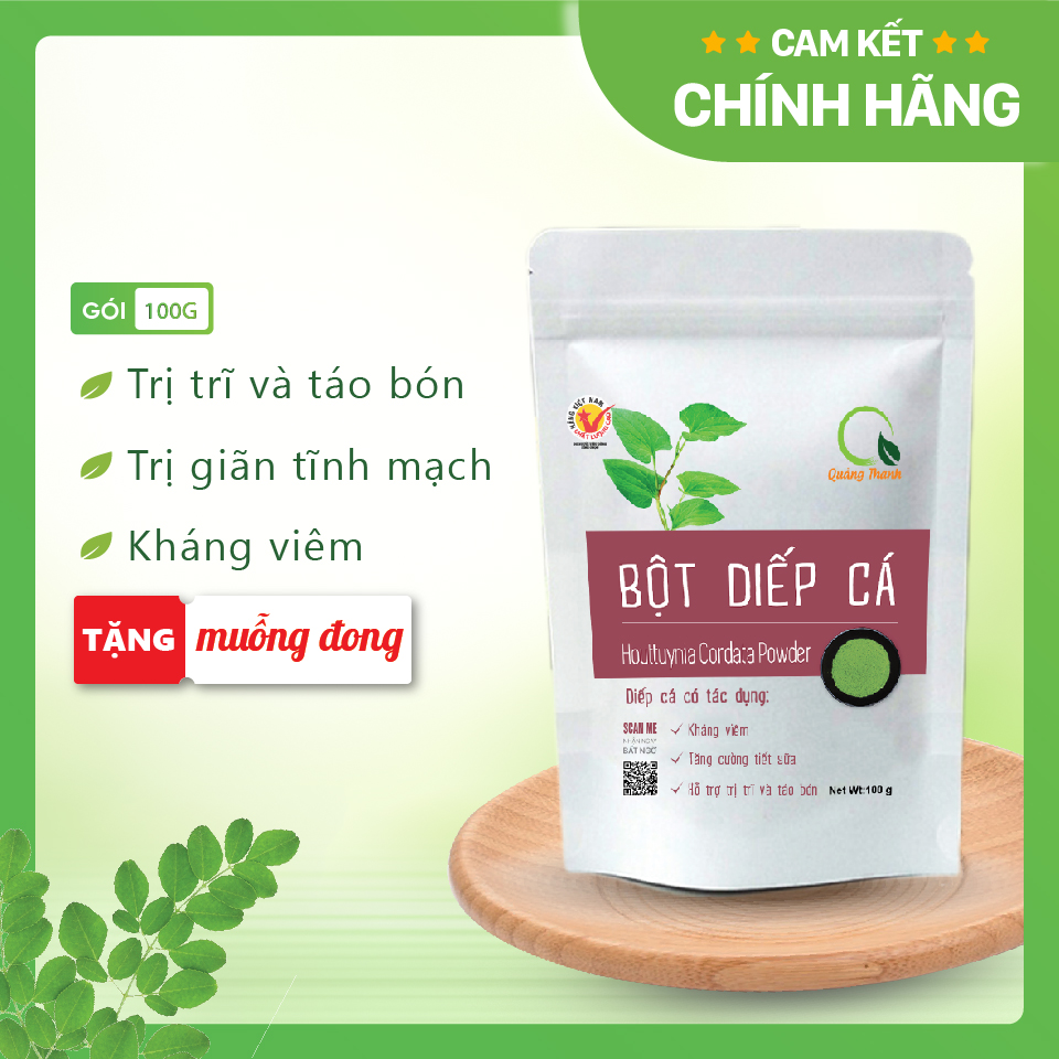 Bột Diếp Cá Sấy Lạnh Nguyên Chất - Giảm mở, giảm cân, kháng viêm, hỗ trợ trĩ, táo bón - Gói 100gr