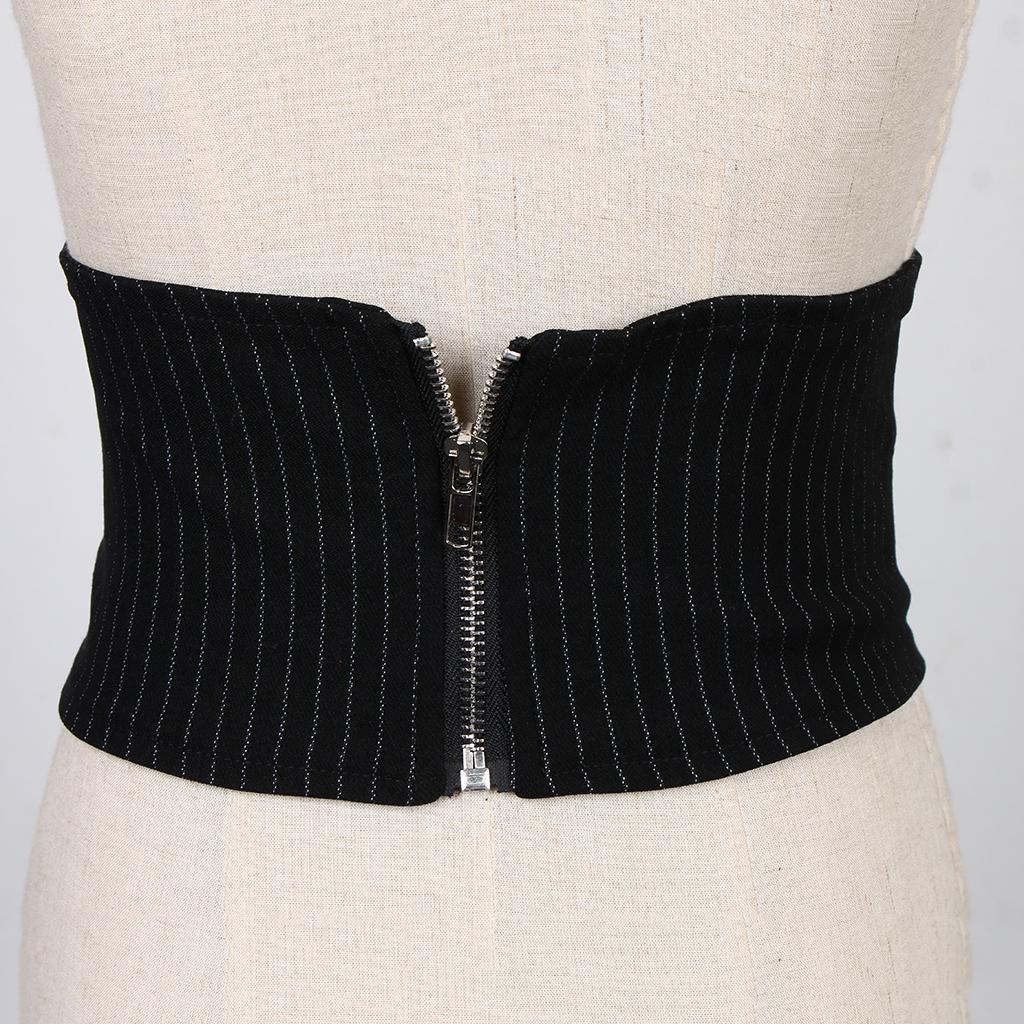 Womens Elastic Wide Waist Belt Stretch Waspie Corset Waist Band Black