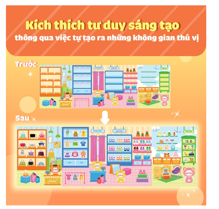 Sách Trò chơi Đồ hàng Đi Siêu Thị (Hơn 200 Stickers) (MG)