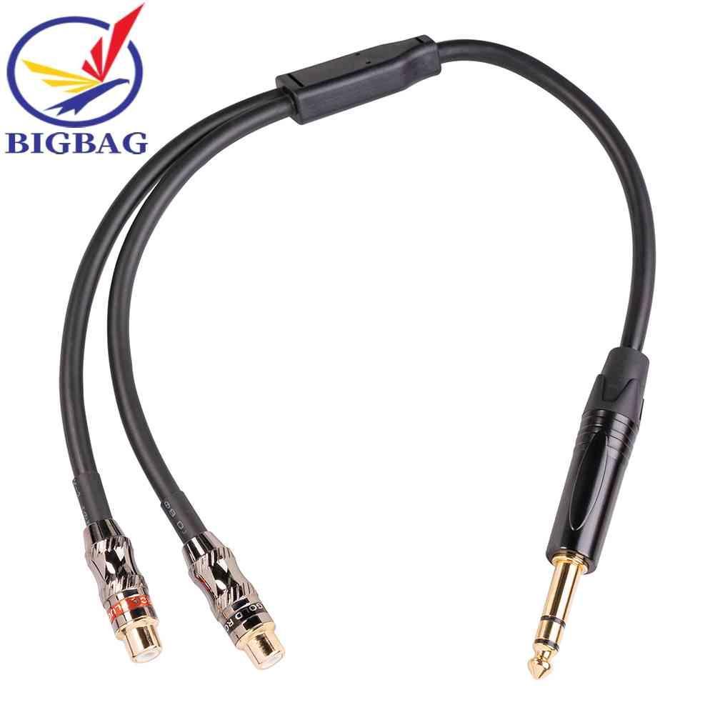 Cáp Chia Audio 6.35mm ĐầU CắM Sang Lỗ CắM 2RCA Mạ VàNg 24k