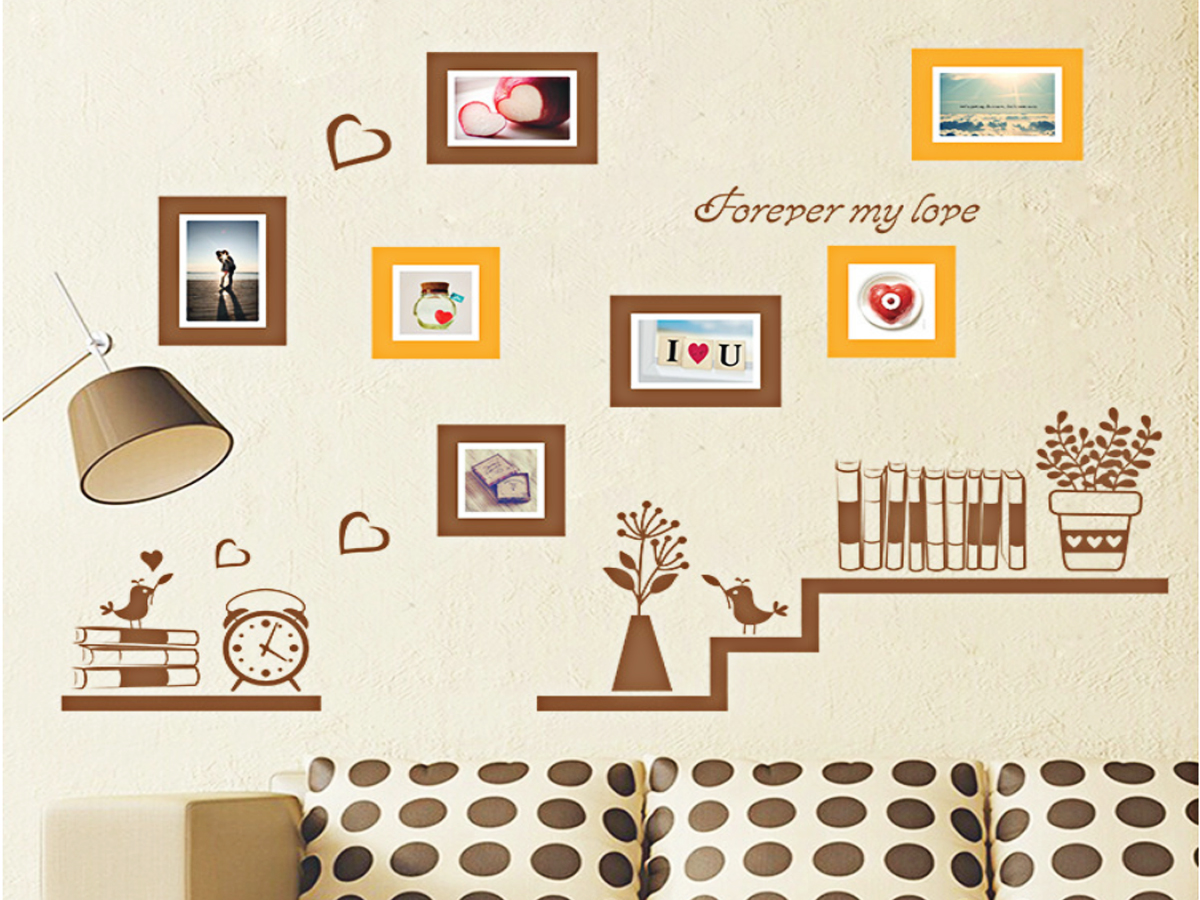 Decal dán tường khung ảnh nâu