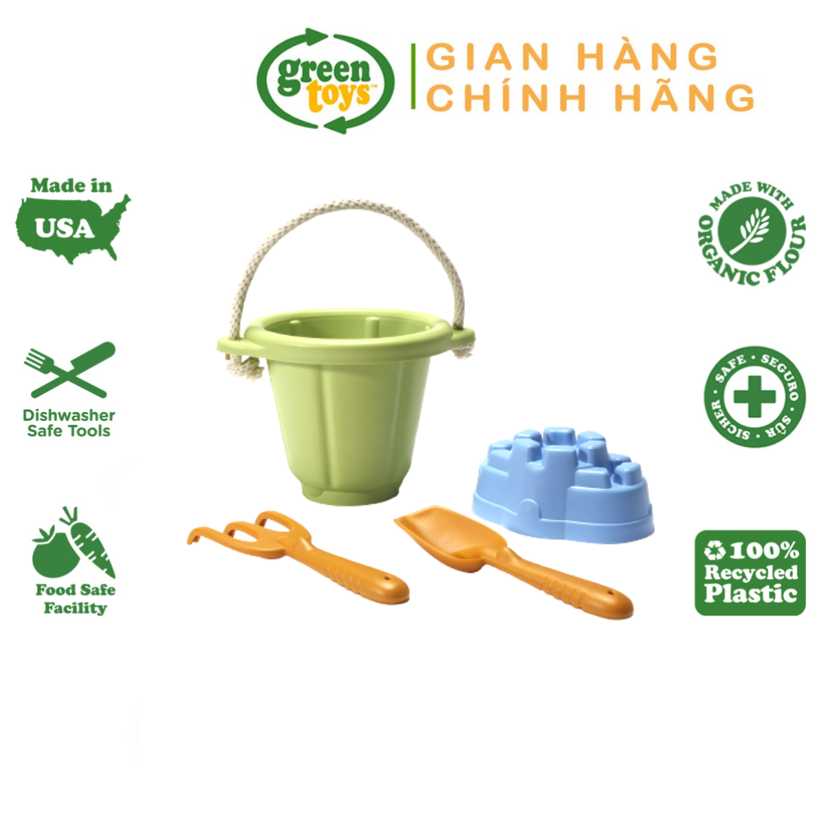 Bộ Đồ Chơi Cát Green Toys Cho Bé Từ 18 Tháng - Xanh Lá